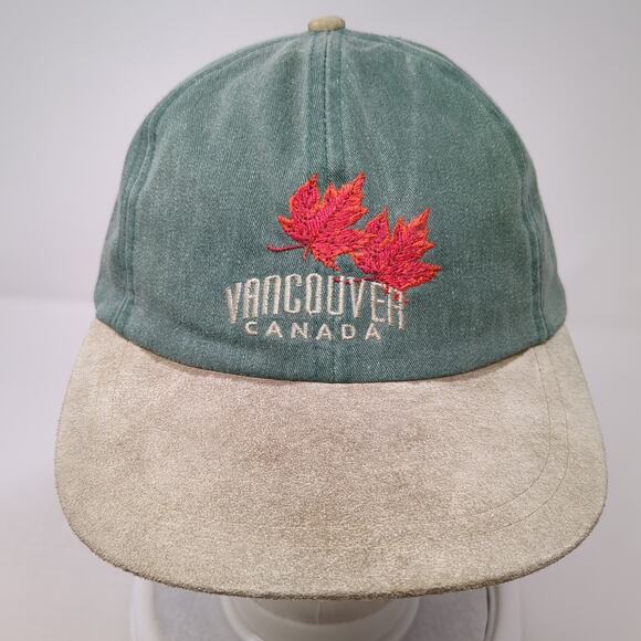 Vancouver Canada Slideback Hat Green Large Embroidered Colorblock - Picture 2 of 11